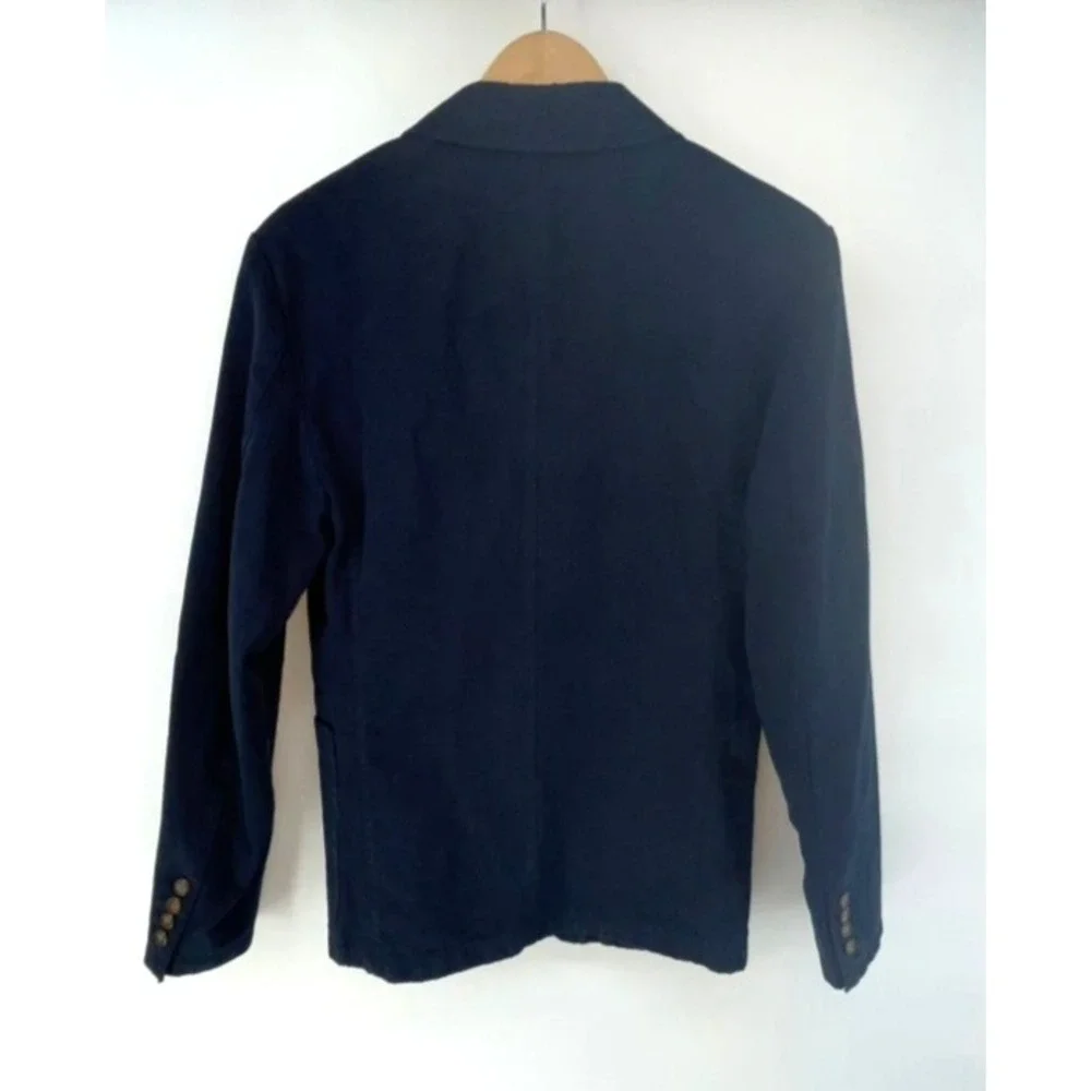 J Crew Suit Jacket Blazer Garment Dyed Cotton Linen Blend Chino AX270 Navy Sz 34